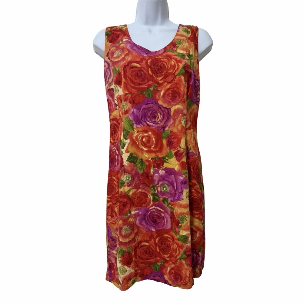 Vintage Jams World Potpourri Rose Floral Rayon Mini Dress Size S Red Hawaiian